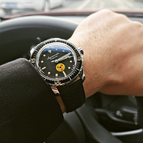 复古潜水表蓝宝石外圈镜面夜光亮