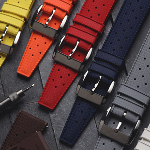 lugran复古氟胶热带tropic表带20/22mm快拆适配潜水鬼欧康卡罐头