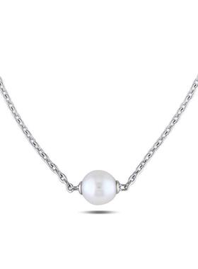 Amour 9 95 Mm白色Cultured Freshwater珍珠项链链Sterling