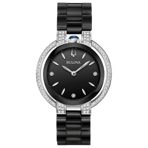 宝路华Bulova 98R266女手表女士Rubaiyat石英Gemmed黑色