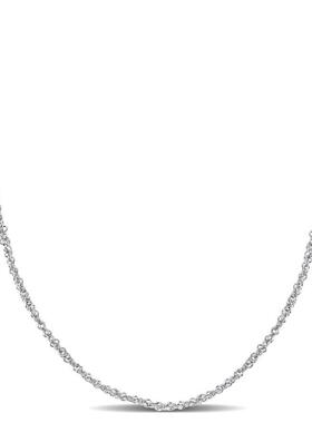 Amour 12mm Sparkling Singapore链项链14k白色金色18