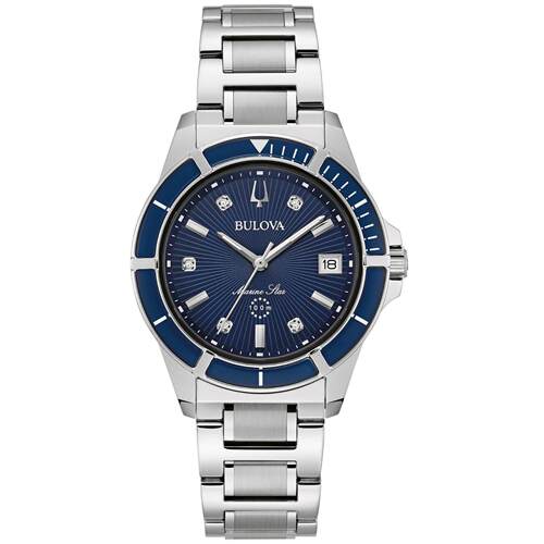 宝路华Bulova 96P237女手表女士海军星星日期Window银