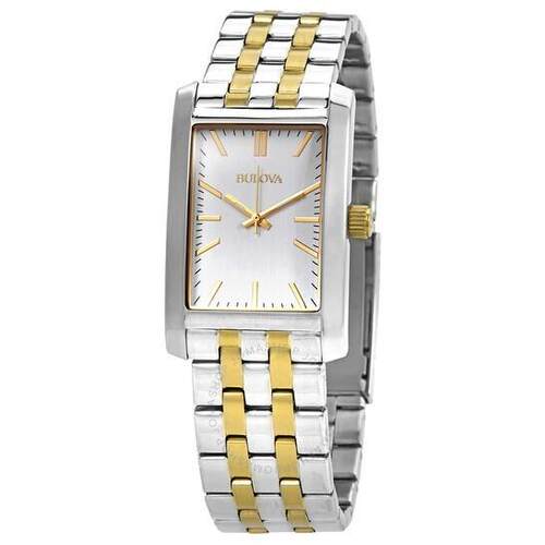 宝路华Bulova 98A137男手表CORPORATE银表盘双色手镯表带