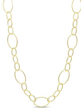 Amour 13mm Fancy椭圆形链项链黄色镀纯银24