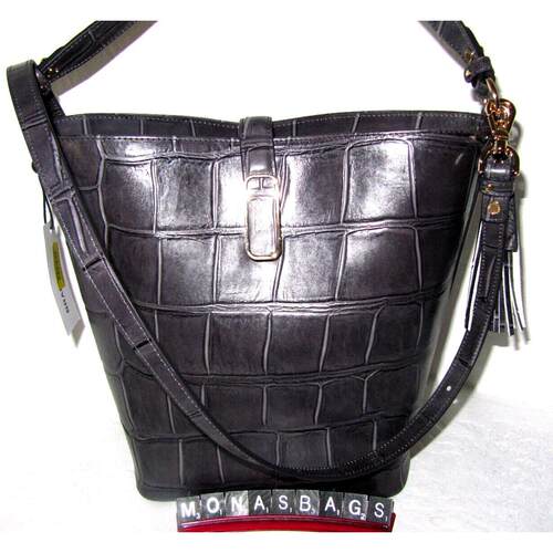 Brahmin Shira Nocturnal Lysander真皮水桶单肩包木炭375