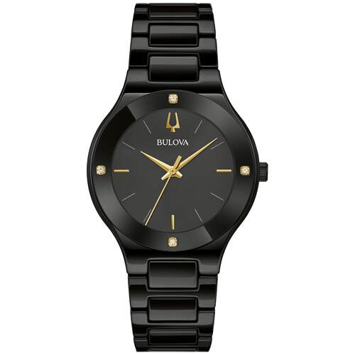 Bulova宝路华女士Millennia黑色陶瓷石英手表34MM 98R293