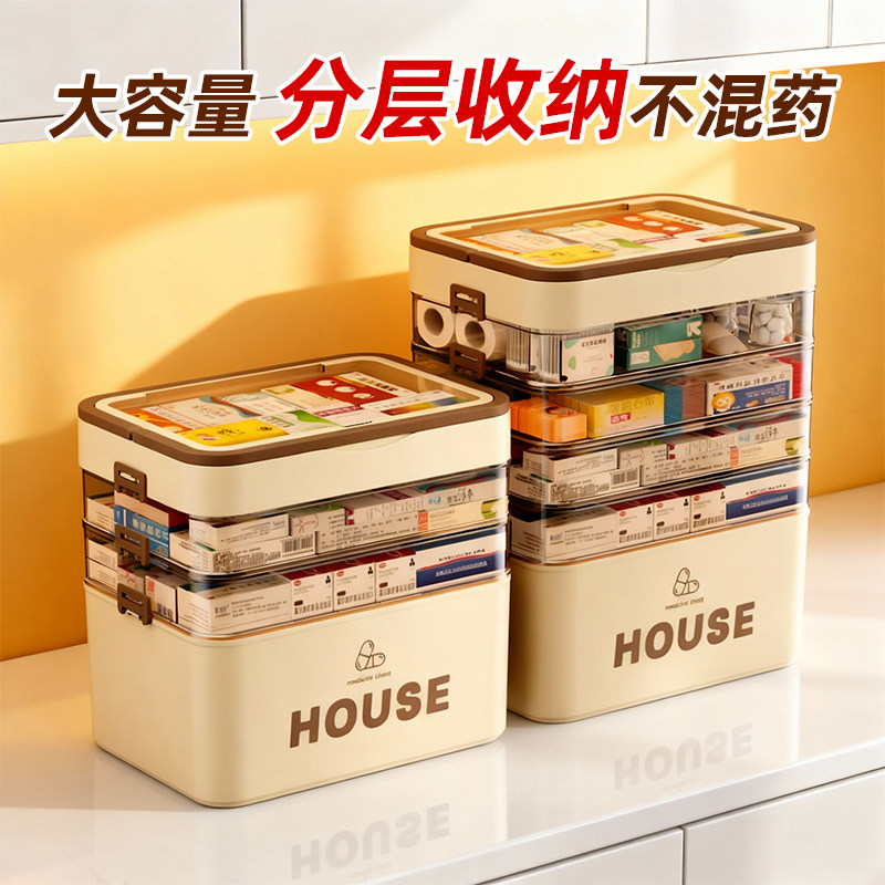 超大容量家用医药箱药品收纳盒多层医疗箱便携药盒家庭装急救箱子