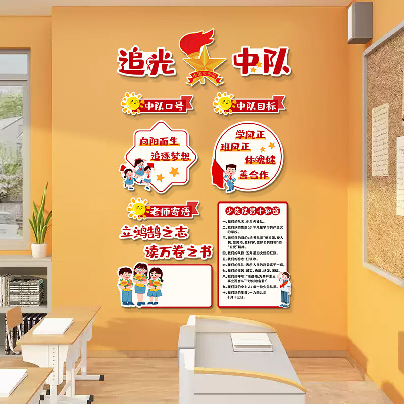 中队角布置墙贴少先队员教室装饰班级文化墙童心向党爱国黑板报