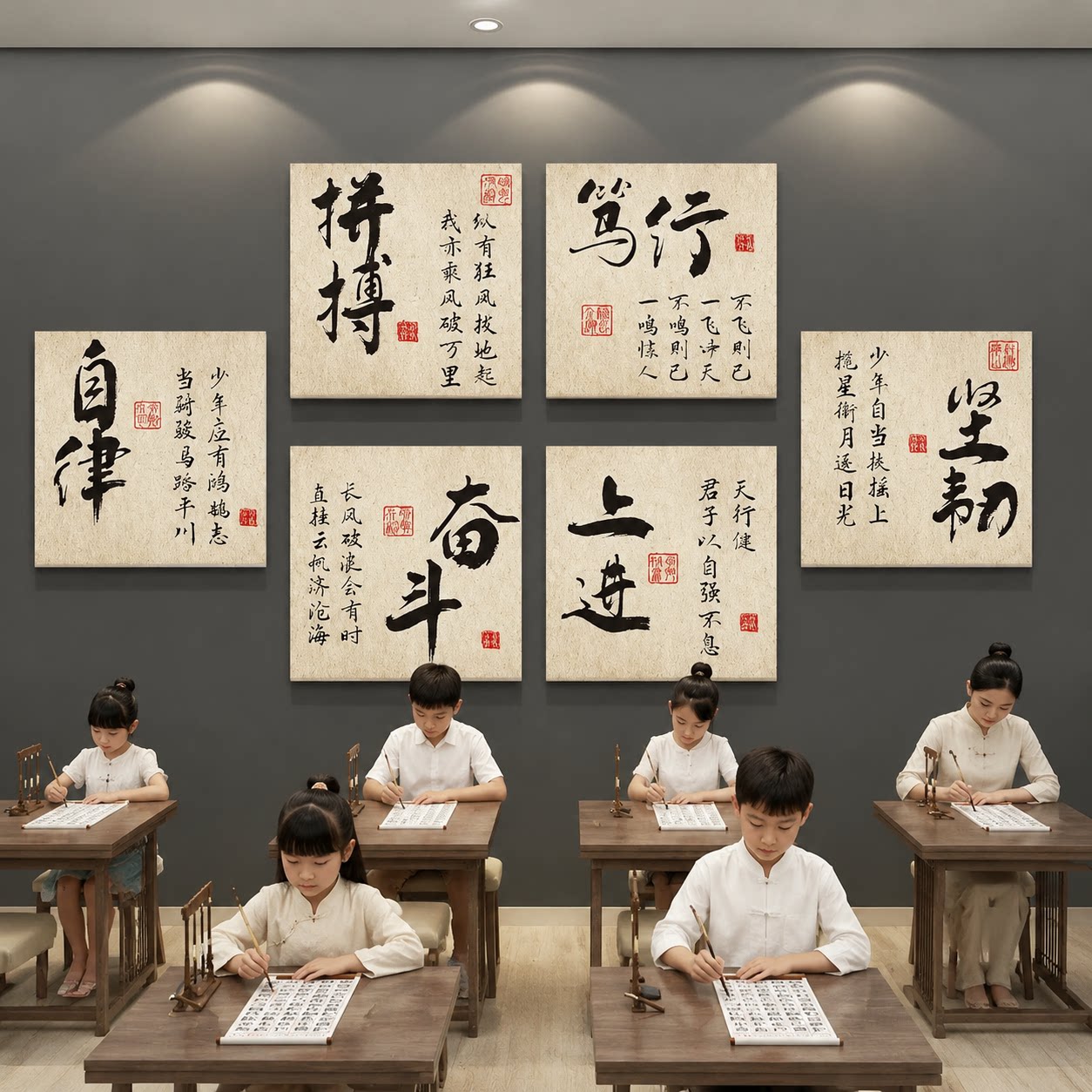 班级古风书法教室文化墙贴黑板报