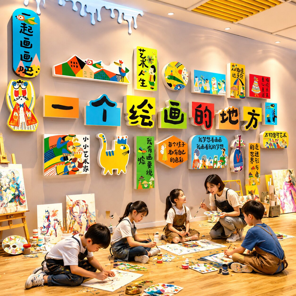 画室美工区环创作品展示墙贴