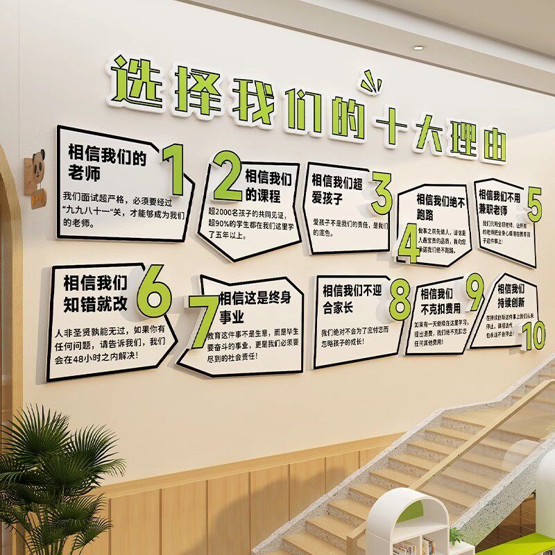 家长公约教育培训机构班级文化墙面装饰贴托管早教幼儿园环创校区