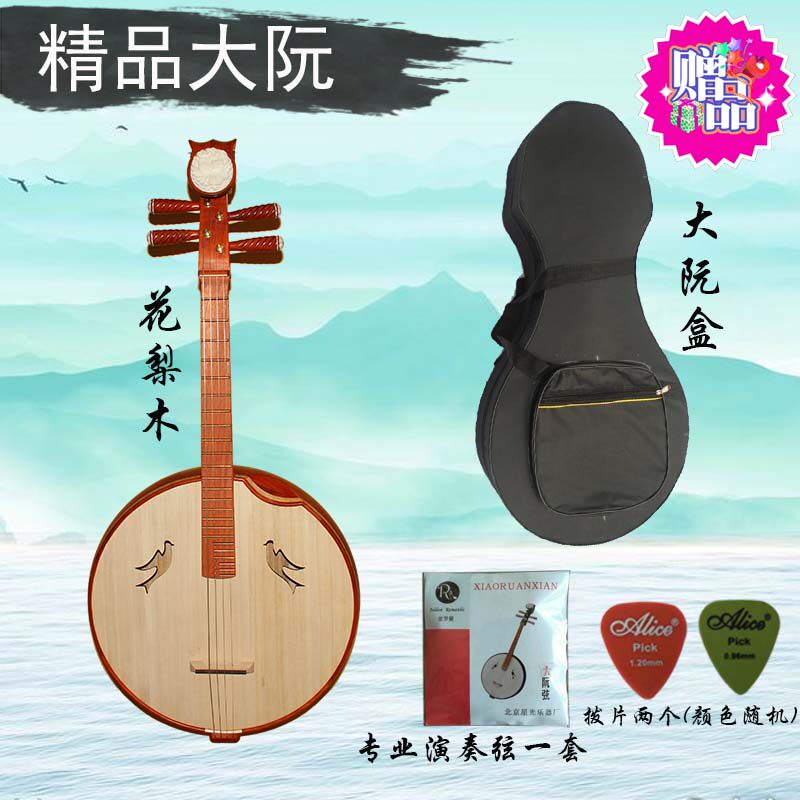 厂家直销专业红木贝雕大阮红木大阮专业演奏铜品乐器送包拨片弦