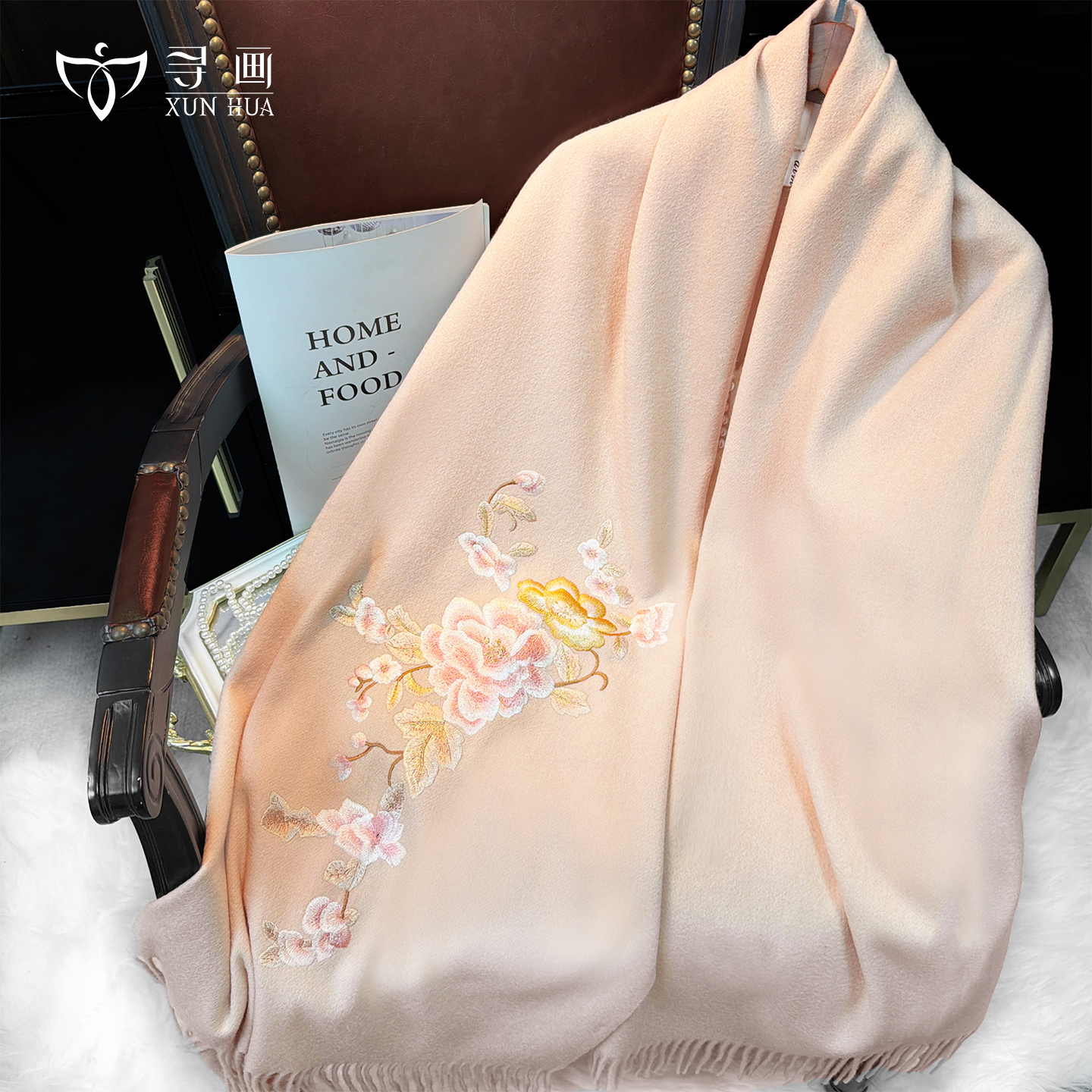 羊毛围巾旗袍披肩外搭女2025新款刺绣披风斗篷两用送妈妈生日礼物