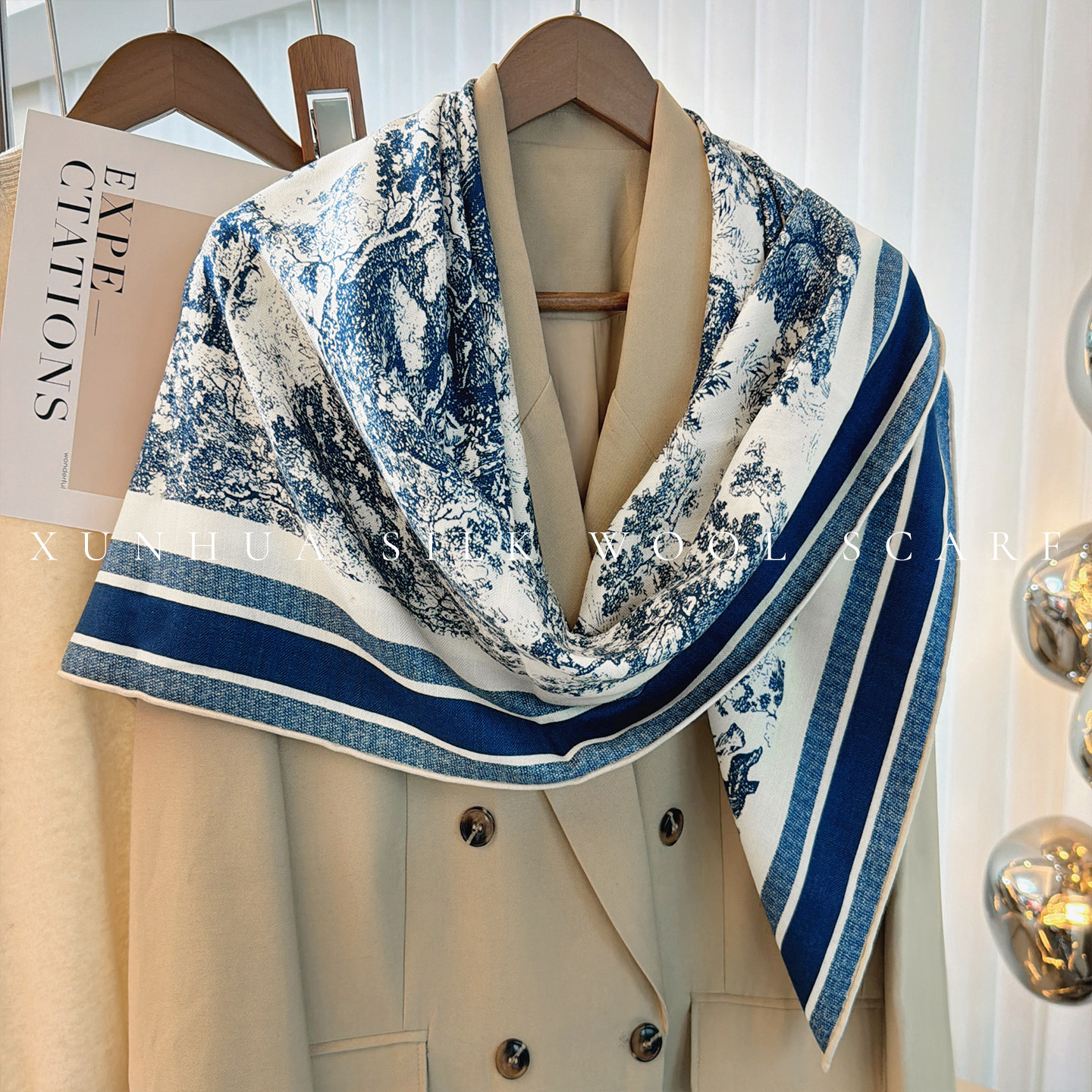 法式复古双面真丝羊毛大方巾高级感丝巾丝毛披肩秋冬百搭围巾女生,服饰配件/皮带/帽子/围巾,围巾/丝巾/披肩,淘宝优惠券,粉丝福利购,淘宝优惠卷