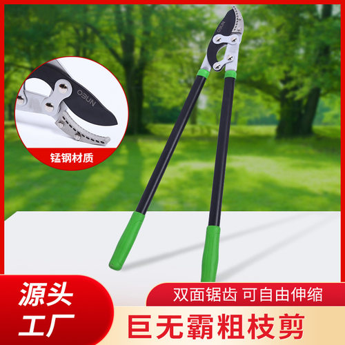 [大力剪]双面锯齿锰钢园林剪刀园艺果树修枝剪果树剪加长省力