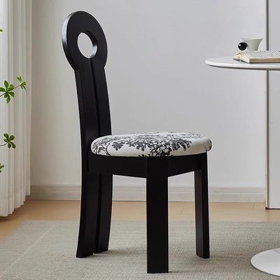 法式复古餐桌椅子实木餐椅家用凳子靠背椅北欧中古风钥匙扣人鱼椅