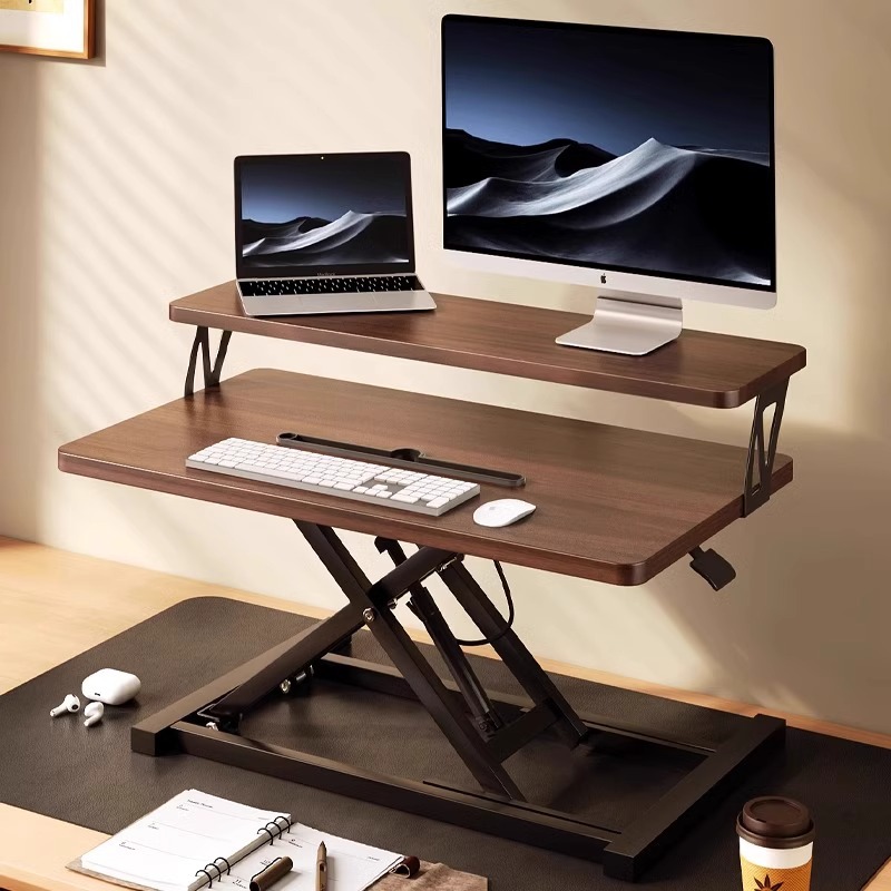 站立支架台式电脑桌工作台置物架升降桌家用笔记本可折叠桌子