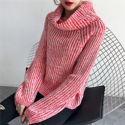小清新毛衣女韩版宽松套头学生高领毛针织衫打底秋冬复古chic加厚