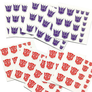 变形玩具UV转印水印贴纸镂空标志博派狂派汽车人霸天虎金刚