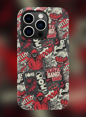 BOOM红色适用苹果17PROMAX/16pro手机壳带磁吸全包Air防摔新款12磨砂硬壳潮男女14pro/13pro/15promax保护套