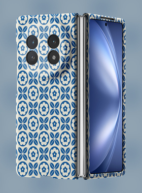 蓝色花卉适用于vivoxfold5手机壳折叠屏Xfold3保护套3pro磁吸Xfold2超薄硬壳xfold+磨砂亲肤vivoXFlip创意