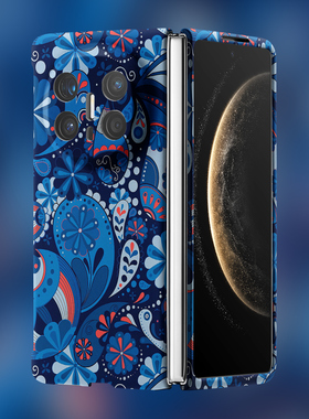 蓝色腰果花适用于华为MateX7手机壳折叠屏MateX6保护套磁吸个性创意matex5外壳磨砂MateX3简约MATEX2高级感