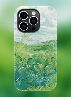 绿色麦田适用苹果17手机壳Air防刮涂层肤感iphone16promax磨砂磁吸15pro新款14硬壳13创意个性12防摔16e简约