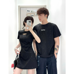 T恤女连衣裙法式 小众设计感情侣装 短袖 2025韩版 一裙一衣ins潮 夏季