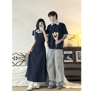 T恤女连衣裙法式 小众设计感情侣装 短袖 2026韩版 一裙一衣ins潮 夏季