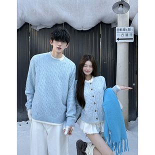 针织衫 情侣装 宽松法式 ins超火毛衣男女韩版 外套潮牌 秋冬2025新款