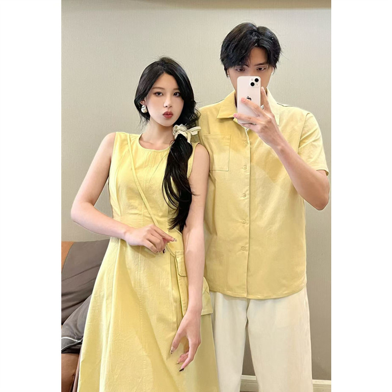 清纯温柔黄色收腰显瘦a字长裙