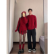 红色新年情侣装 外套潮牌 针织衫 秋冬ins超火毛衣男女韩版 宽松法式
