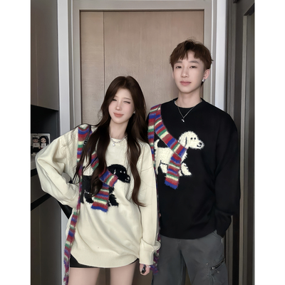 情侣装秋冬2025新款ins超火毛衣男女韩版宽松法式针织衫外套潮牌