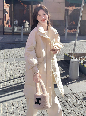 米白色羽绒服女冬季加厚学院风韩系白鸭绒保暖外套6118P295K428