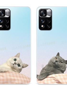 透明小猫咪适用小米红米note12手机壳11+10pro可爱9卡通8搞怪7T情侣5探索版4x女款轻薄软