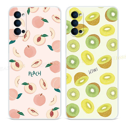 文艺水蜜桃适用oppo Reno14手机壳13/12/11/10/9/8/7pro+夏日6/5K猕猴桃小清新女款轻薄软十