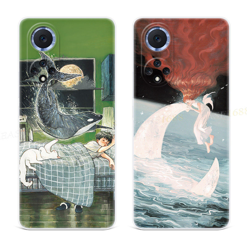 鲸梦摇篮曲适用华为nova12pro手机壳11文艺10se麦芒9治愈系8小众7/6活力版5ultra女款软