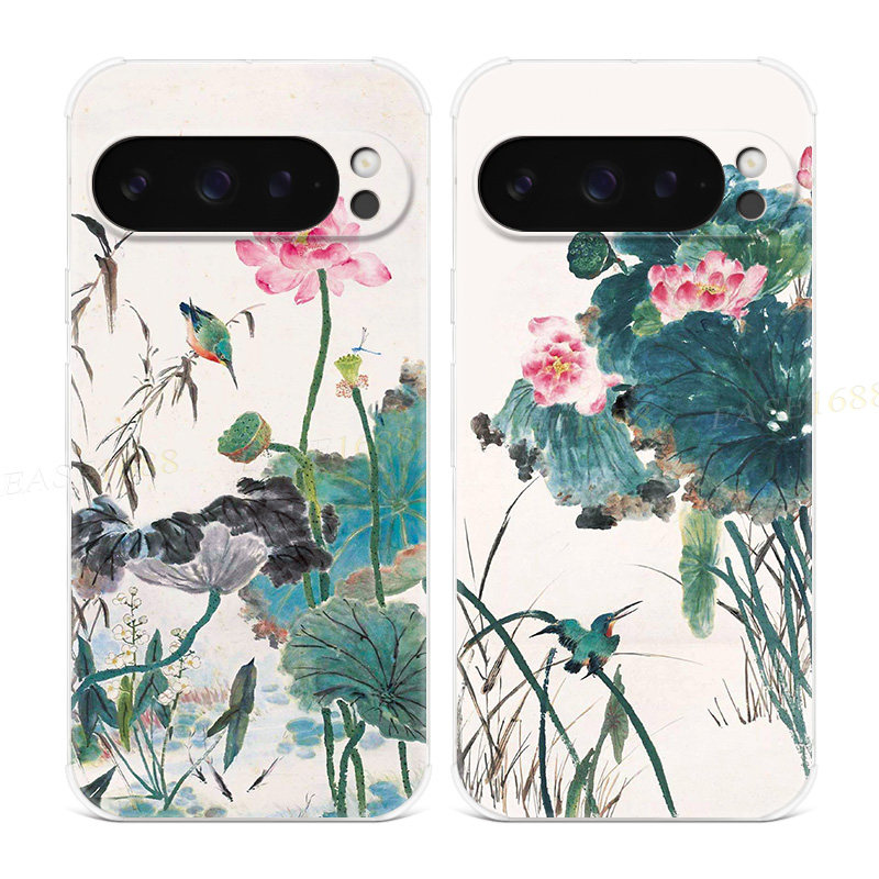 翠鸟荷花适用谷歌Pixel10手机壳9pro/8/7/6A中国风XL复古文艺古风女款气囊防摔软