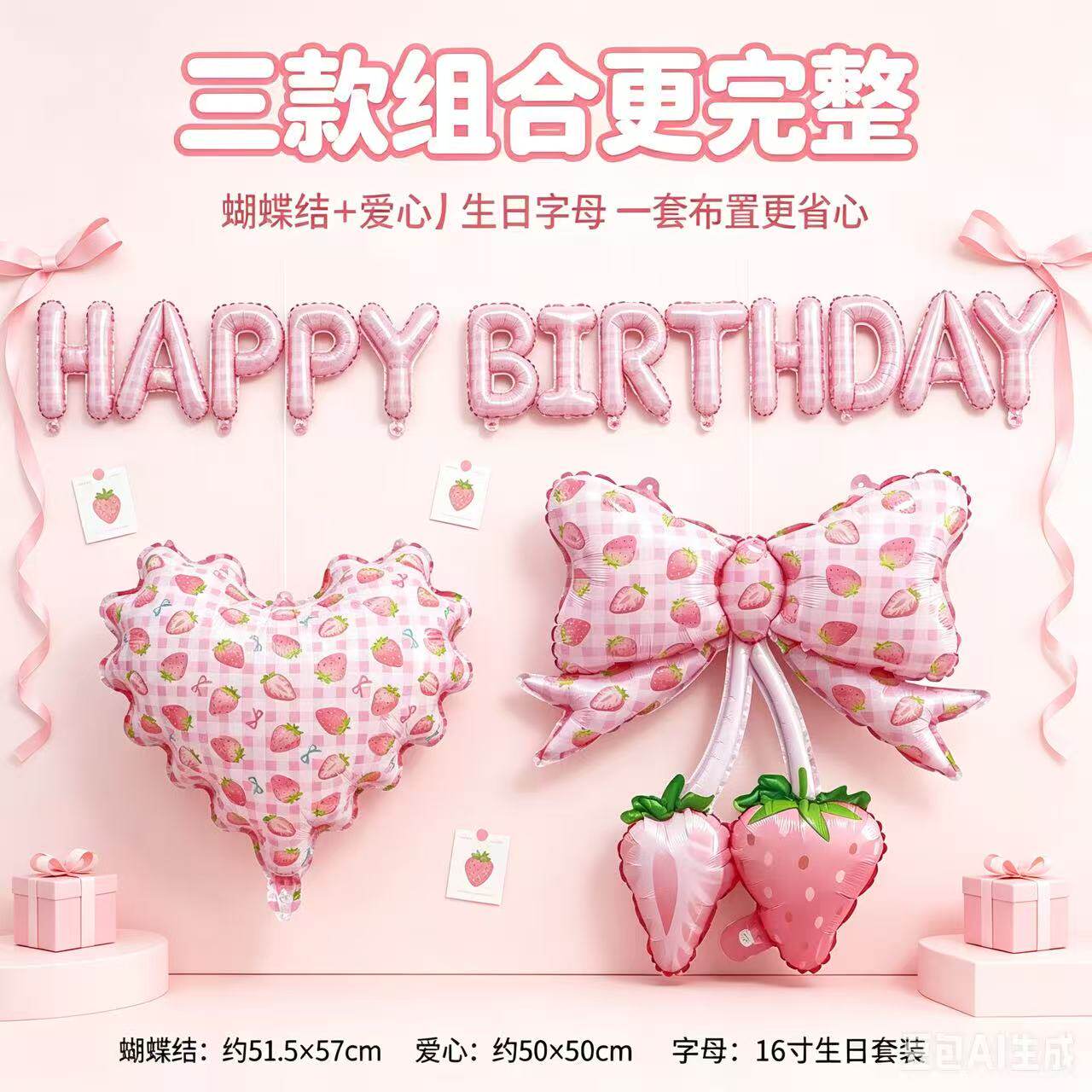 超大站立蛋糕气球装饰儿童氛围感道具女孩生日派对装饰场景布置
