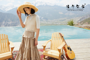 2020春季 镂空蜂窝球球流苏 初秋新潘华尔姿纯手工编织背心马甲薄款