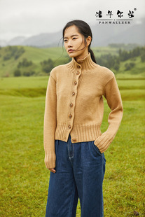 衣女潘华尔姿原创设计大气简约2019新款 手工定制纯羊毛衫 开衫 短款
