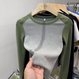 Осенний приталенный короткий базовый приятный телу лонгслив, в западном стиле