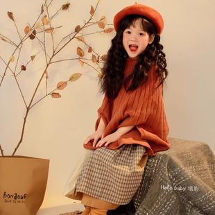 披肩感斗篷女毛衣银杏气质慵懒外套可爱风秋冬季服装摄影女童高级