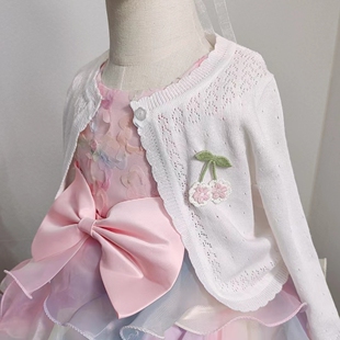 女童开衫薄款夏季针织空调小开衫女孩裙子外搭小披肩长袖儿童宝宝