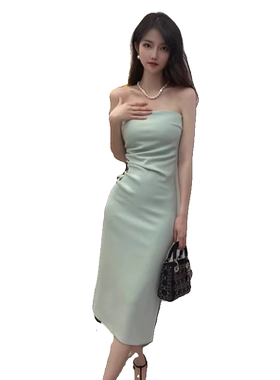 纯欲包臀裙中长款抹胸修身连衣裙