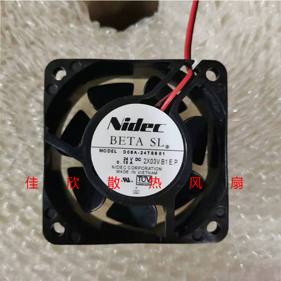 nidec D06A-24TS8 01 24V 0.15A 6025 双滚珠 2线 超静音散热风扇