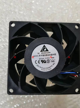 台达 FFB0824SHE 8038 24V 0.51A 8CM 大风量 双滚珠变频器风扇