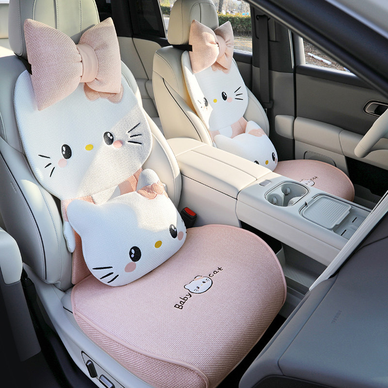 立体卡通汽车坐垫可爱Kitty猫女神网红ins座椅套四季通用车座垫套