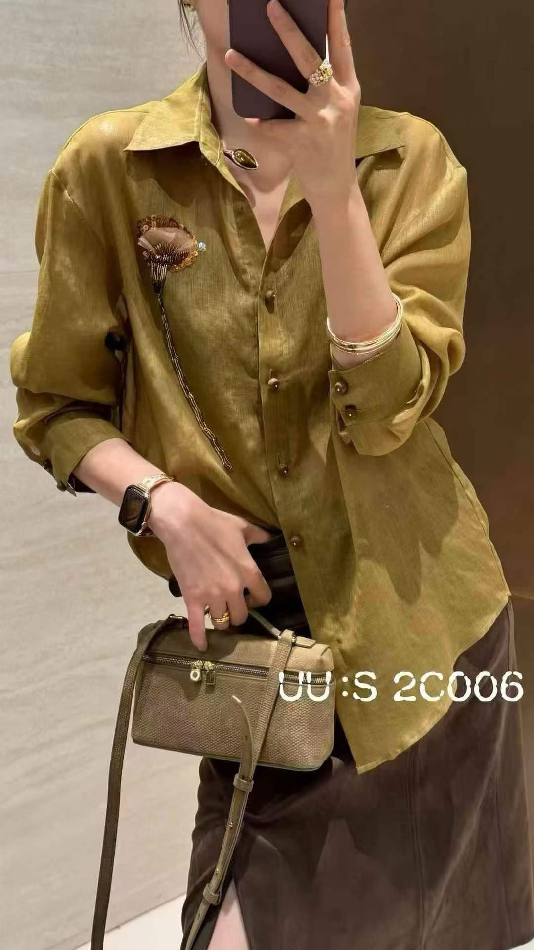 南油2026年新款时尚休闲衬衫薄款高腰显瘦百搭宽松长袖上衣女