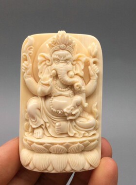 天然猛犸象牙雕工精湛吊坠